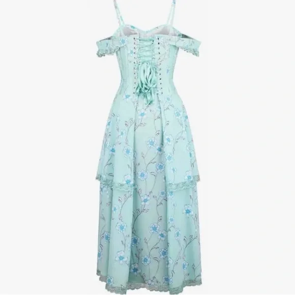 CORSET STORY NWT Tropical Mesh Panel Corset Dress Romantic Feminine Victorian - Picture 2 of 16